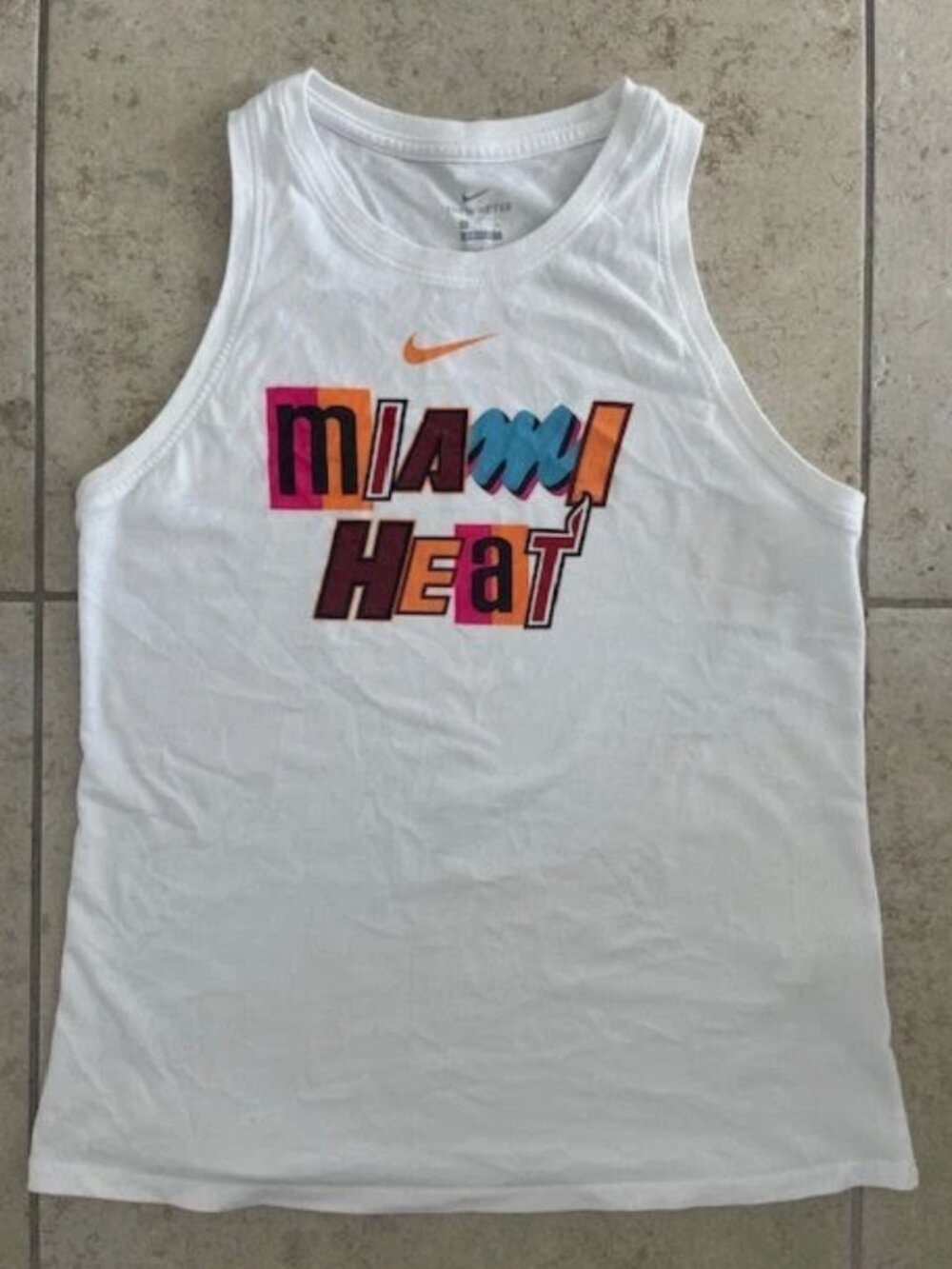 Miami Heat NBA Women's Tank Top Small Nike Dri-Fit Basketball White